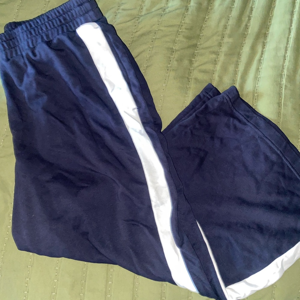 Express navy blue stripe wide leg sweatpants